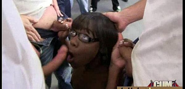  Ebony girl gang banged and covered in cum 1